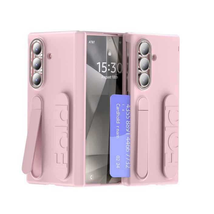 테크비 갤럭시 Z 폴드 오토 힌지 가드 그립 스탠드 카드 수납형 케이스 호환