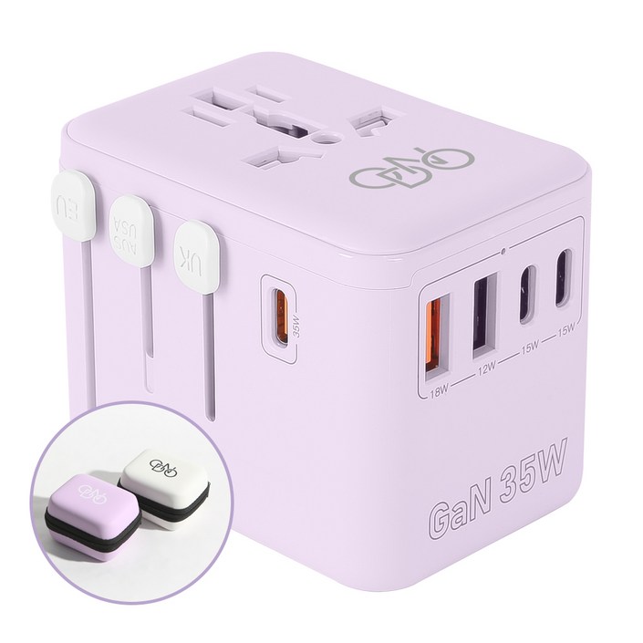 오든오 전세계 해외 여행용 멀티어댑터 GaN 35W 초고속충전 2500W 퍼플 오든오 전세계 해외 여행용 멀티어댑터 GaN 35W 초고속충전 2500W 퍼플