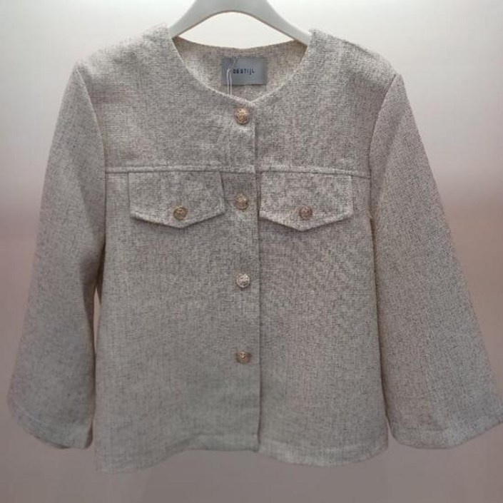 라티움 Destijl HC06 짧은 구김 없는 트위드형 르베이지 7부 라운드 쟈켓 D2523jk02I