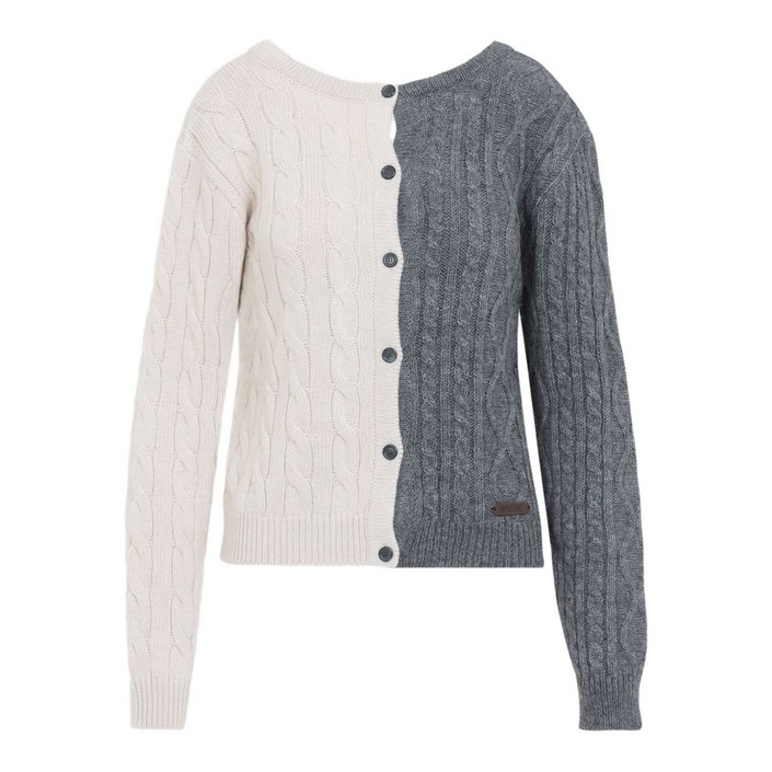 모스키노 투톤 케이블 니트 가디건