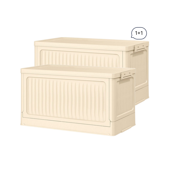 정도마켓 11 수납력 좋은 튼튼한 접이식 리빙박스 대, 2개, 2개, 베이지