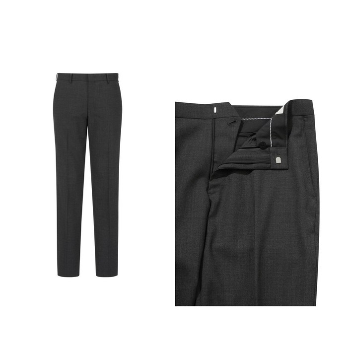 코오롱 브렌우드 중년 남성 가을겨울 울 혼방 스판 차콜그레이 무지 일반핏 정장바지 단품