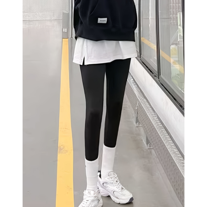 여성용 페이크 레이어드 슬릿 힙커버 패션레이어드