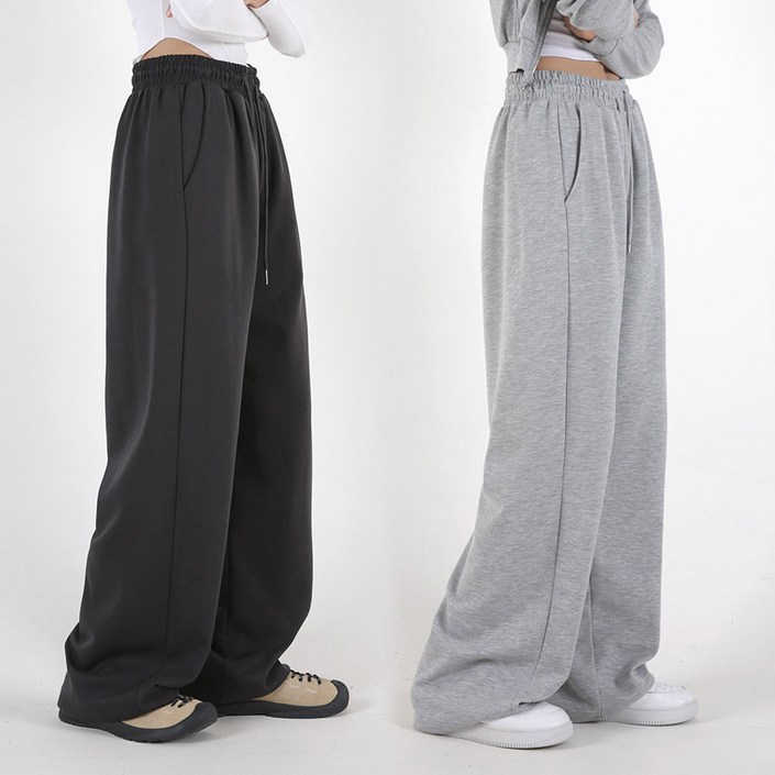 오버나인 여자 여성 무지 와이드 숏 롱 기장선택 트레이닝 팬츠 바지