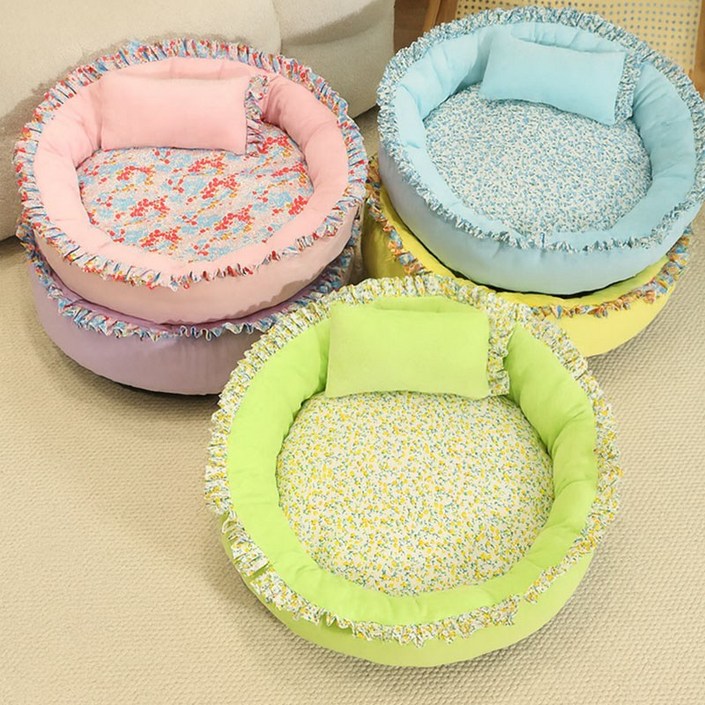 포근한 플라워 원형 방석