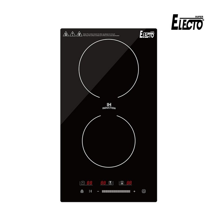 엘렉토 2구 인덕션 전기레인지 매립겸용 HJD3300 블랙 세로형