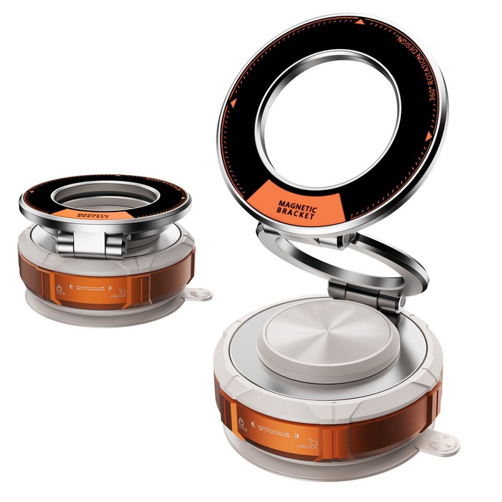 Majesun 접이식 차량용 맥세이프 휴대폰 거치대 대시보드 접이식회전 차량용 거치대 다기능 진공 휴대폰 거치대, 오렌지, 1개