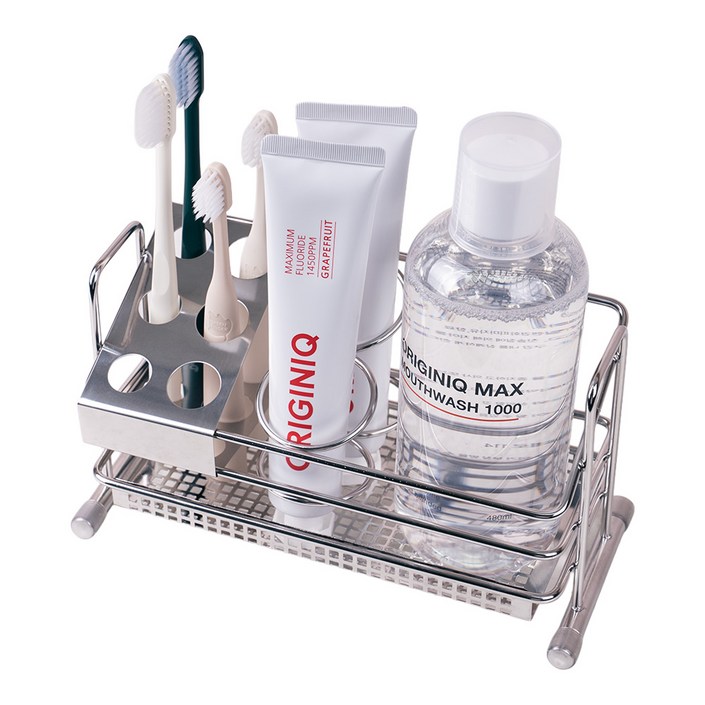 오리지니크 스텐 압연 바스캐디 칫솔 꽂이 면도기 치약 거치대, 1개, 단품