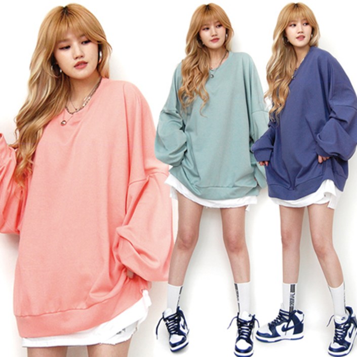 통통마녀 ] 올박스 레이어드 맨투맨 6 컬러  4XL / 남여공용 / 오버사이즈 [ 기모 포함 판매 ]