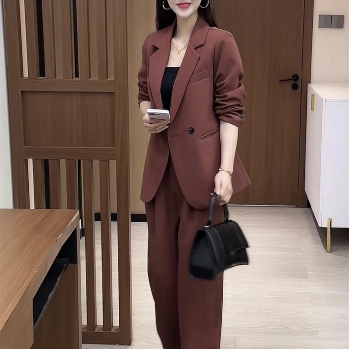 ORZQU 춘추녀 오피스룩 빅사이즈 정장 세트 캐주얼 정장 투피스