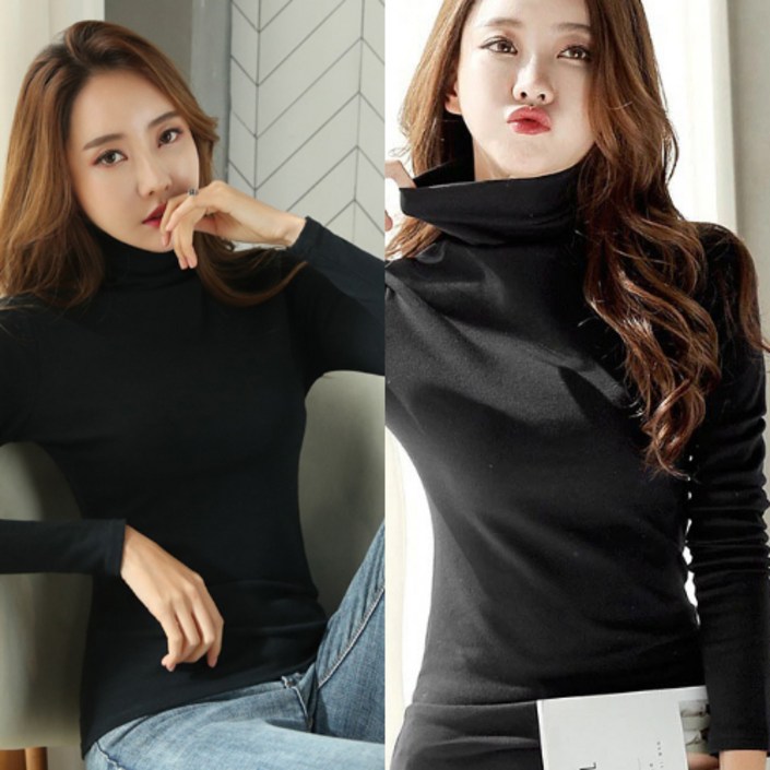 일월전빵 2개 스판력 짱짱 가을 겨울 목폴라 긴팔 티셔츠 B-C015