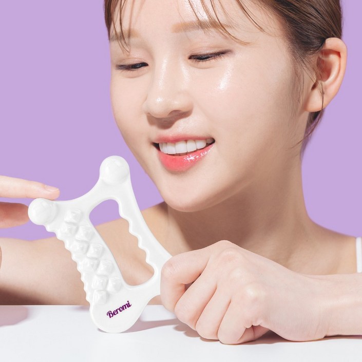 베로미 괄사 마사지 얼굴 마사지기 림프순환 세라믹 경락 승모근 도자기 바디괄사, 1개, 화이트