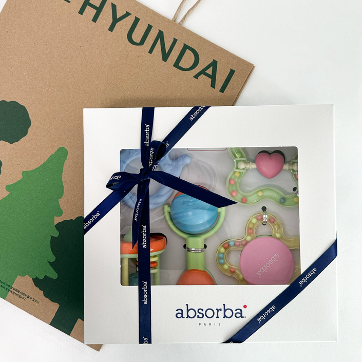 [백화점 선물포장] 압소바 옥수수 딸랑이 세트 출산선물 백일선물