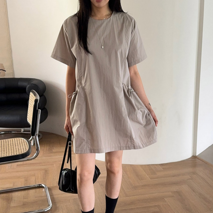 루나모드 케주얼 포켓  반팔 스트링 원피스 K0241