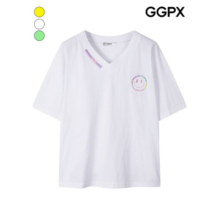 GGPX 스마일 레인보우 자수 티셔츠  GP4TS001F
