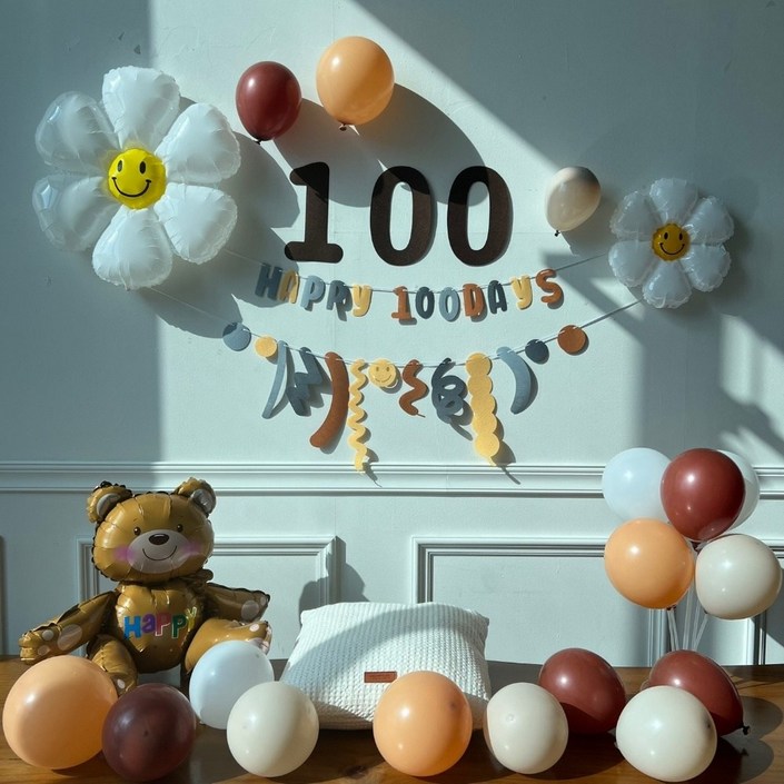 헤이그샵 아기 백일 베이비 100일 풍선 세트 인스타감성, 100th에디션, 1세트 헤이그샵 아기 백일 베이비 100일 풍선 세트 인스타감성, 100th에디션, 1세트