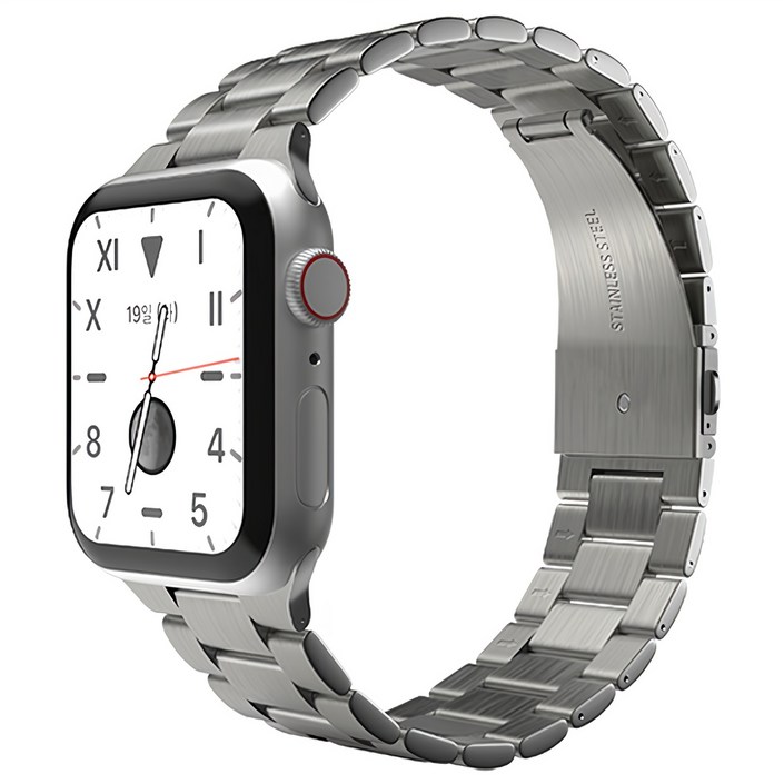 신지모루 3연 디자인 스테인리스 메탈 쥬빌레 밴드 스트랩 22mm, 실버