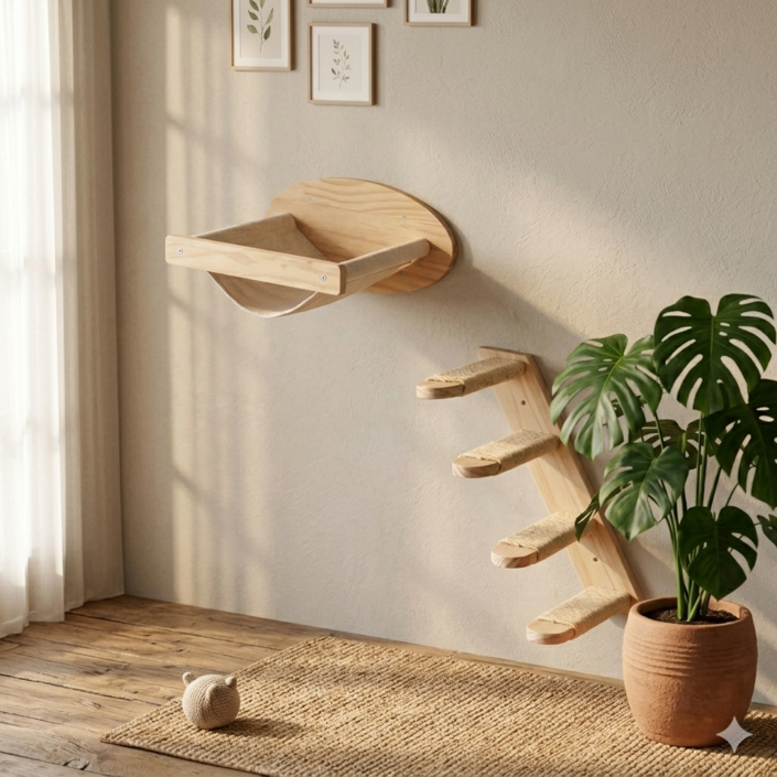 WIRQO 고양이 벽 플로팅 계단 고양이 사다리 계단 등반대 DIY