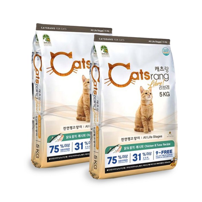 캐츠랑 리브레5kg X 2개 전연령 고양이사료 고양이밥, 5kg, 닭참치