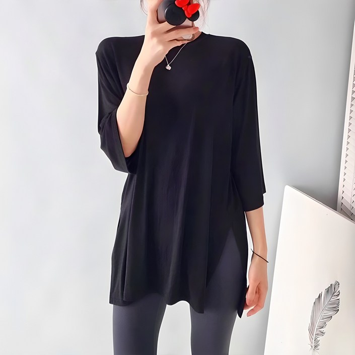 트임 찰랑 롱티 보들보들 빅사이즈 오버핏 레이온스판 티