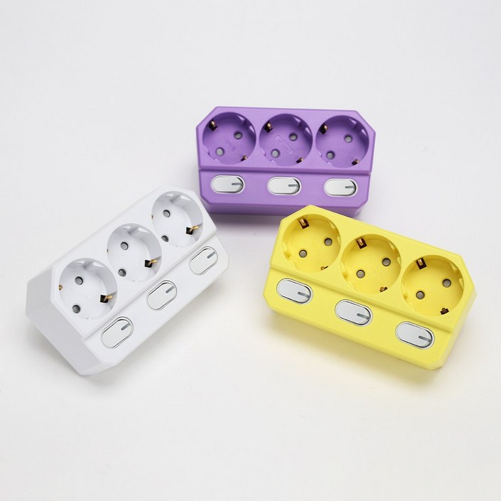 아이정 회전 절전형 3구 멀티탭 스위치, 3구 16A 개별 스위치 퍼플, 1개