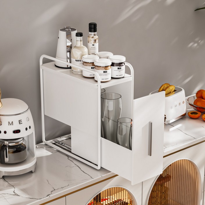 SengsoHome 다용도 철제 수납함  철제슬라이드수납함  주방 수납함  양념통 슬라이딩   슬라이드 수납함