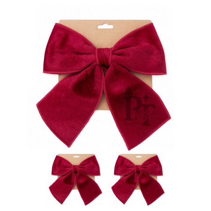 파티앤트리 크리스마스 트리 장식 벨벳 대형 리본 데코 오너먼트 세트