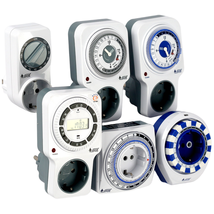 전기 타이머 콘센트 24시간 아날로그 정전보상 직사각형 SJBC16, 1개