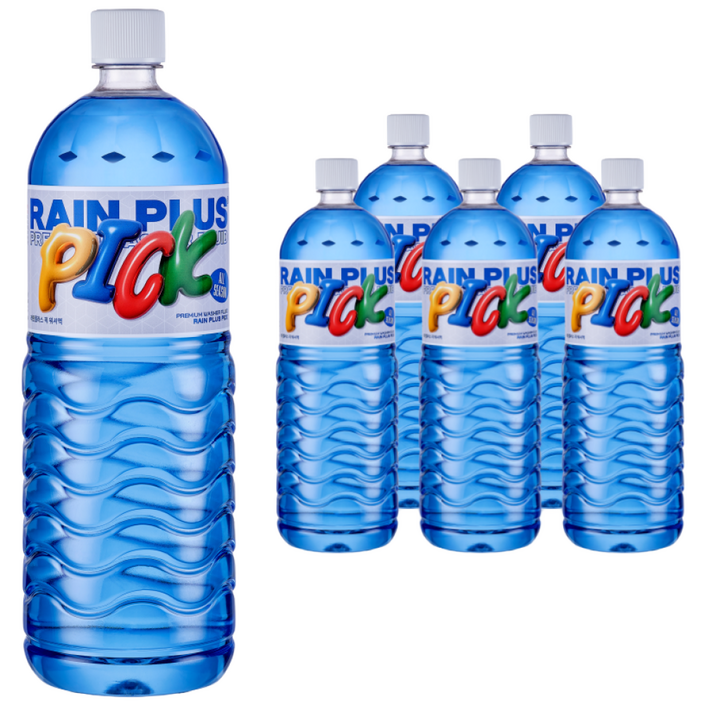 주7일발송 레인플러스Pick 워셔액 사계절 차량용 에탄올 모든차종호환, 6개, 1.8L