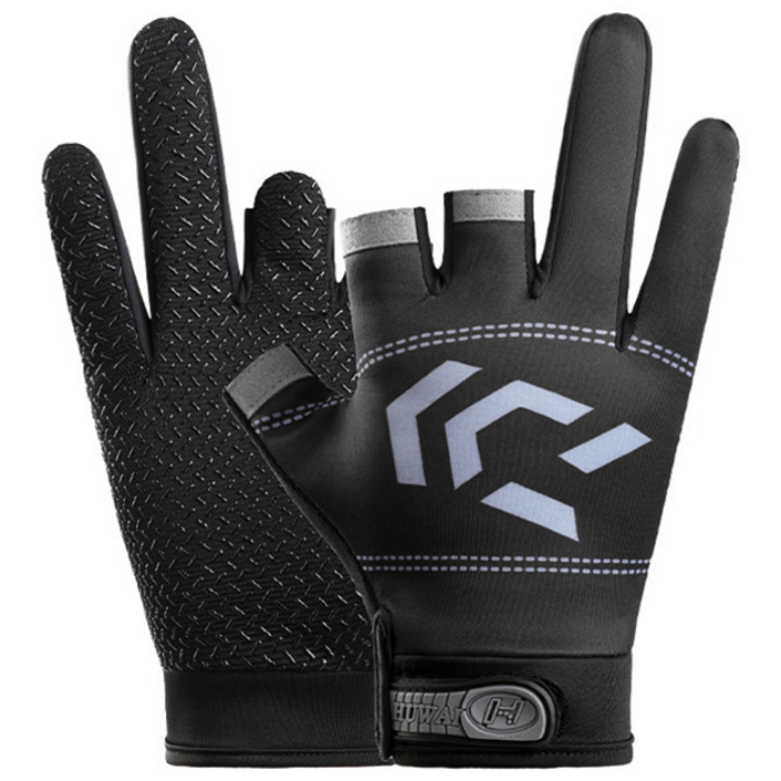 세손가락 3컷 핑거프리 미끄럼방지 낚시 장갑 MT0073, 그레이