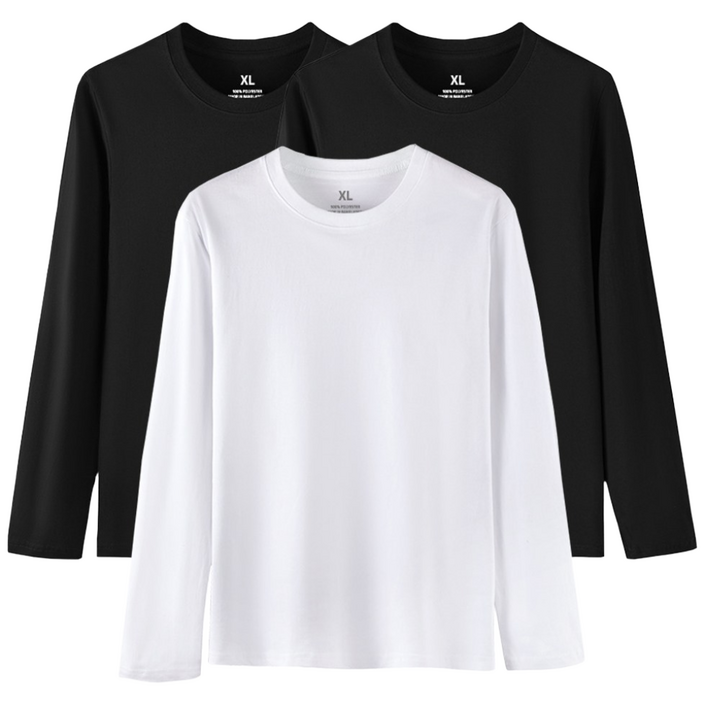 111 에이커즈 30수 무지 긴팔 티셔츠 기본 라운드 면티 흰티