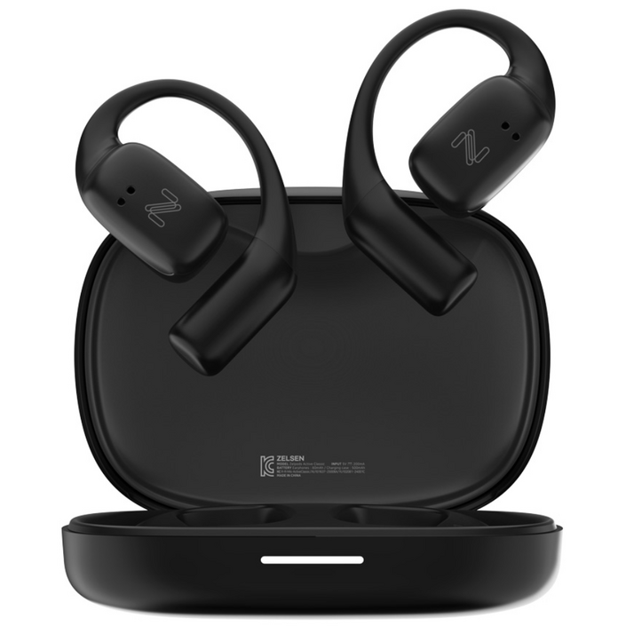젤센 오픈형이어폰 블루투스이어폰 무선 노이즈캔슬링 골전도 이어폰 대체 귀걸이형 젤팟 액티브 클래식, 블랙