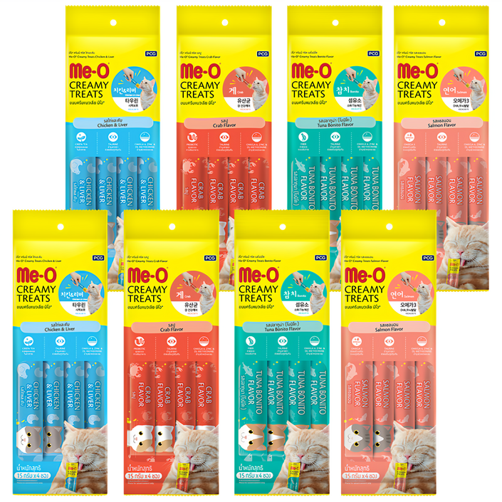 MeO 크리미 짜먹는 고양이 간식 4종 x 8p 세트