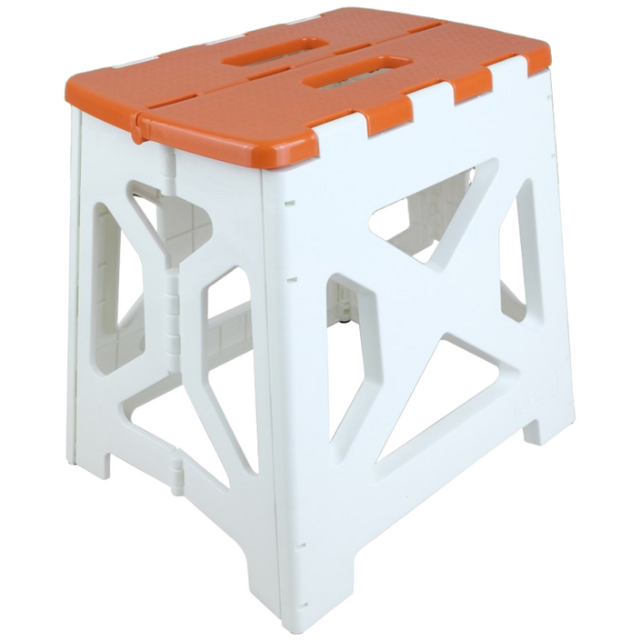 국산 튼튼한 접이식 의자 대형 하중 100kg 휴대용 캠핑 발판의자, 1개, 2.화이트오렌지