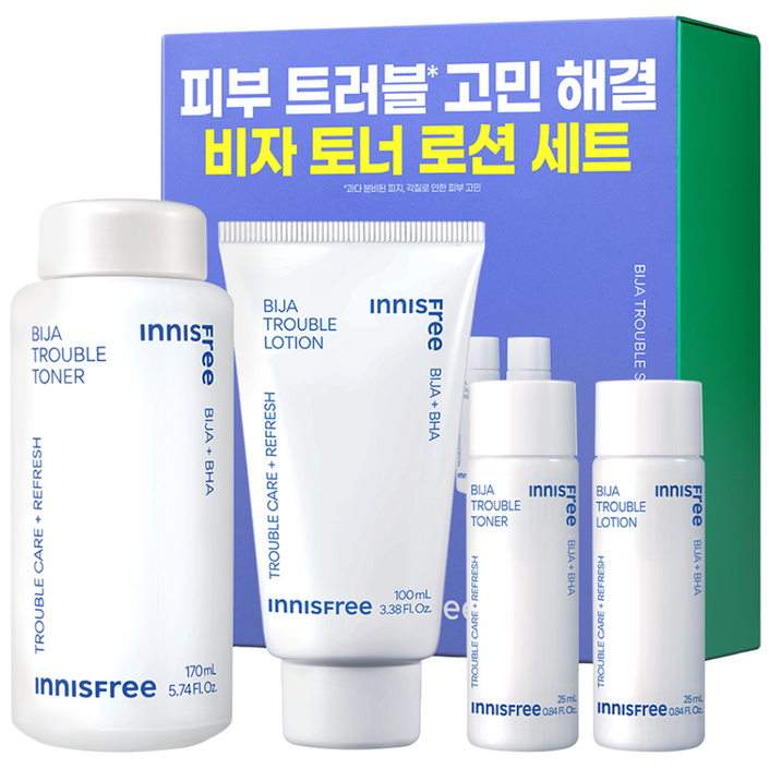 이니스프리 비자 트러블 토너 170ml  25ml  로션 100ml  25ml 세트