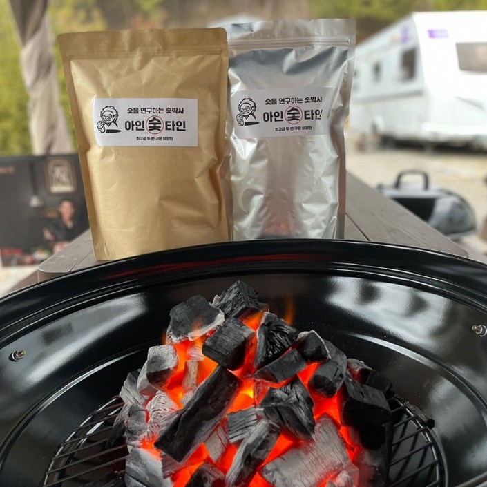 캠핑필수템 신의한숯 두번구운 참숯 백탄 1kg  휴대 간편 육즙 살리는 강력 화력 바베큐 숯, 1kg, 6개