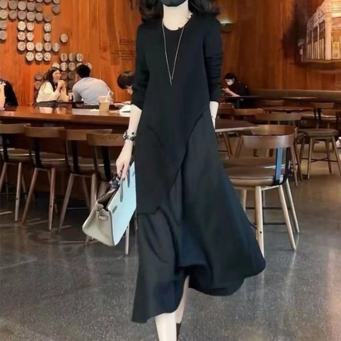 루스리더 여성 라운드넥 투인원 럭셔리 원피스 E1124