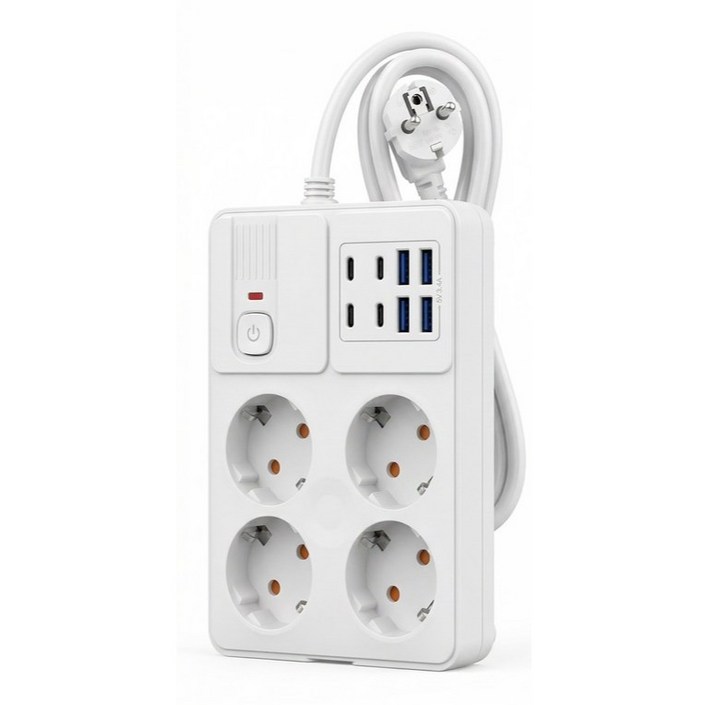 비토크 고속 4USB4C 내열 안전보호 4000W 고용량 멀티탭 4구, 1개, 화이트, 2m