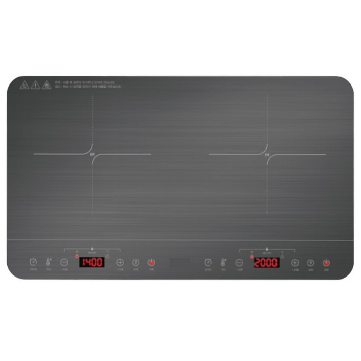 재리마켓 3500W 고출력 2구 인덕션 블랙 10단 조절 터치식 전기레인지, 프리스탠딩, 10단 대형 2구 인덕션