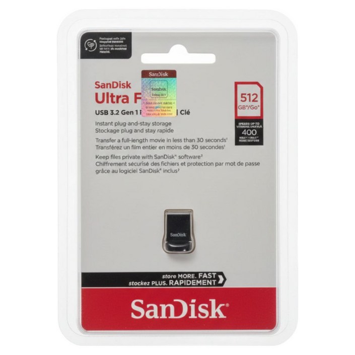 샌디스크 울트라핏 USB 3.2 Gen1 전송속도 400MBs이상 512GB, 1개, 512GB