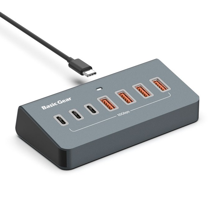 베이직기어 USB 3.2 C타입 7포트 버티컬 10Gbps 멀티허브