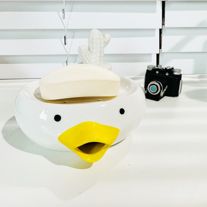 인뮤즈 세라믹 뚱오리 비누받침대, 화이트, 1개