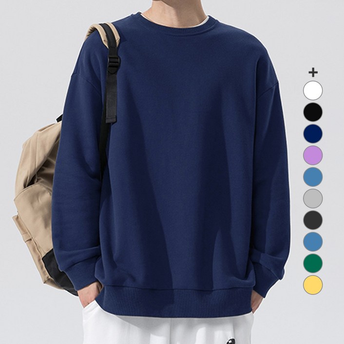 엠씨티 프리미엄 오버핏 DY 3단쭈리 무지 맨투맨