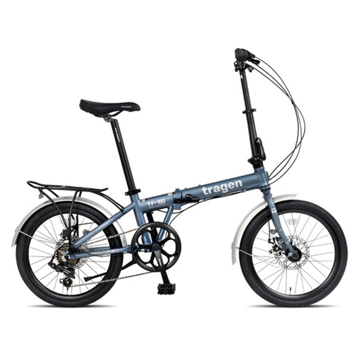 트라젠 7단 알루미늄 디스크 브레이크 접이식 자전거 미니벨로 미조립 TF-100, 블루, 150cm