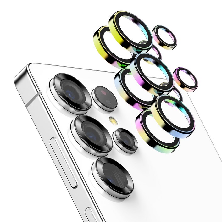 케이맥스 카메라 보호필름 렌즈 개별 프레임 메탈 링 쉴드 보호 강화유리 오로라 2p 세트