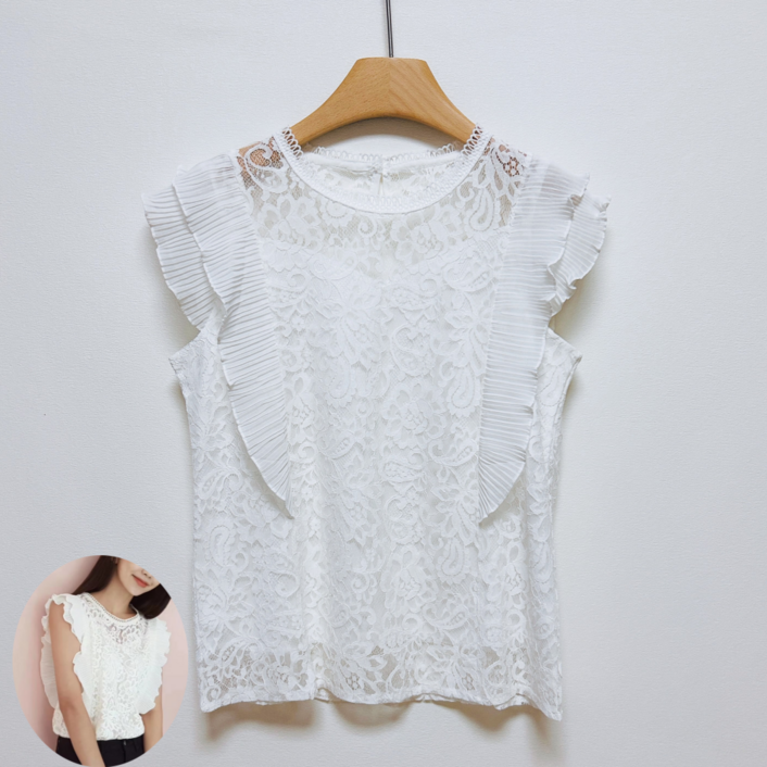 와이와이YY 레이스 민소매 블라우스