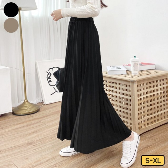 가비진 여성용 밴딩 주름 롱치마