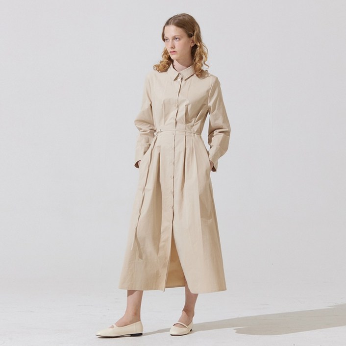 어다울 Lery shirts long dress - beige