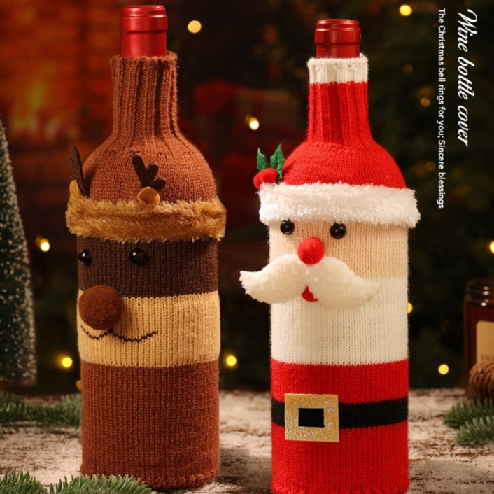 크리스마스 니트 와인병 커버 2세트