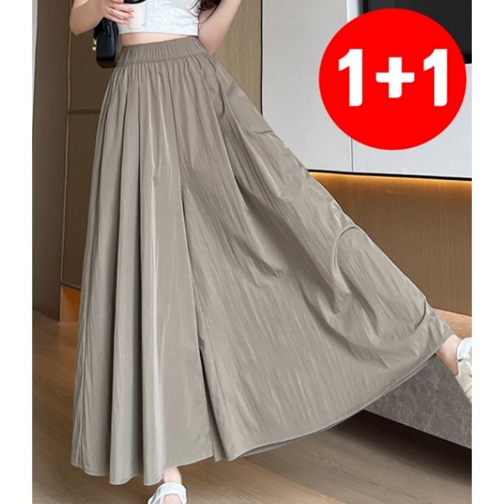 [1+1] 오해디랩 여름 체형커버템 플레어 롱치마바지 와이드핏
